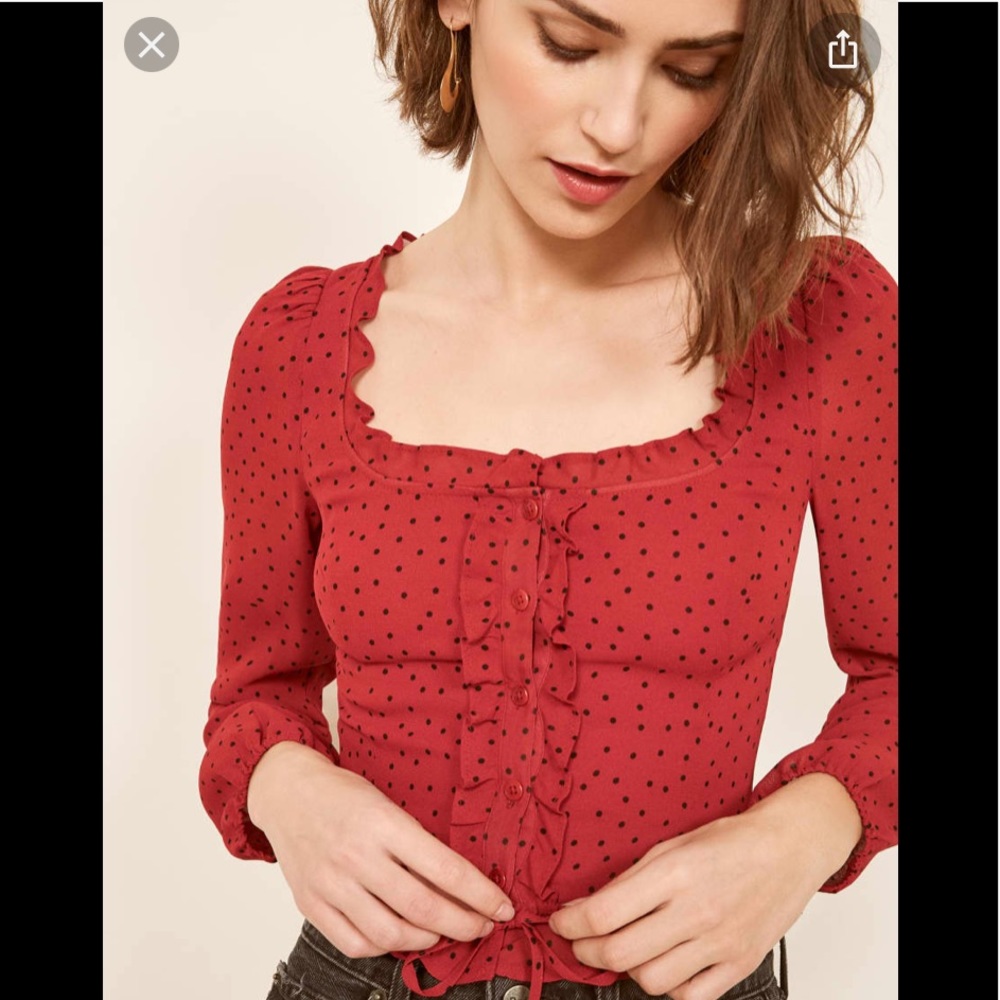 ❤️🖤REFORMATION red polka dot blouse